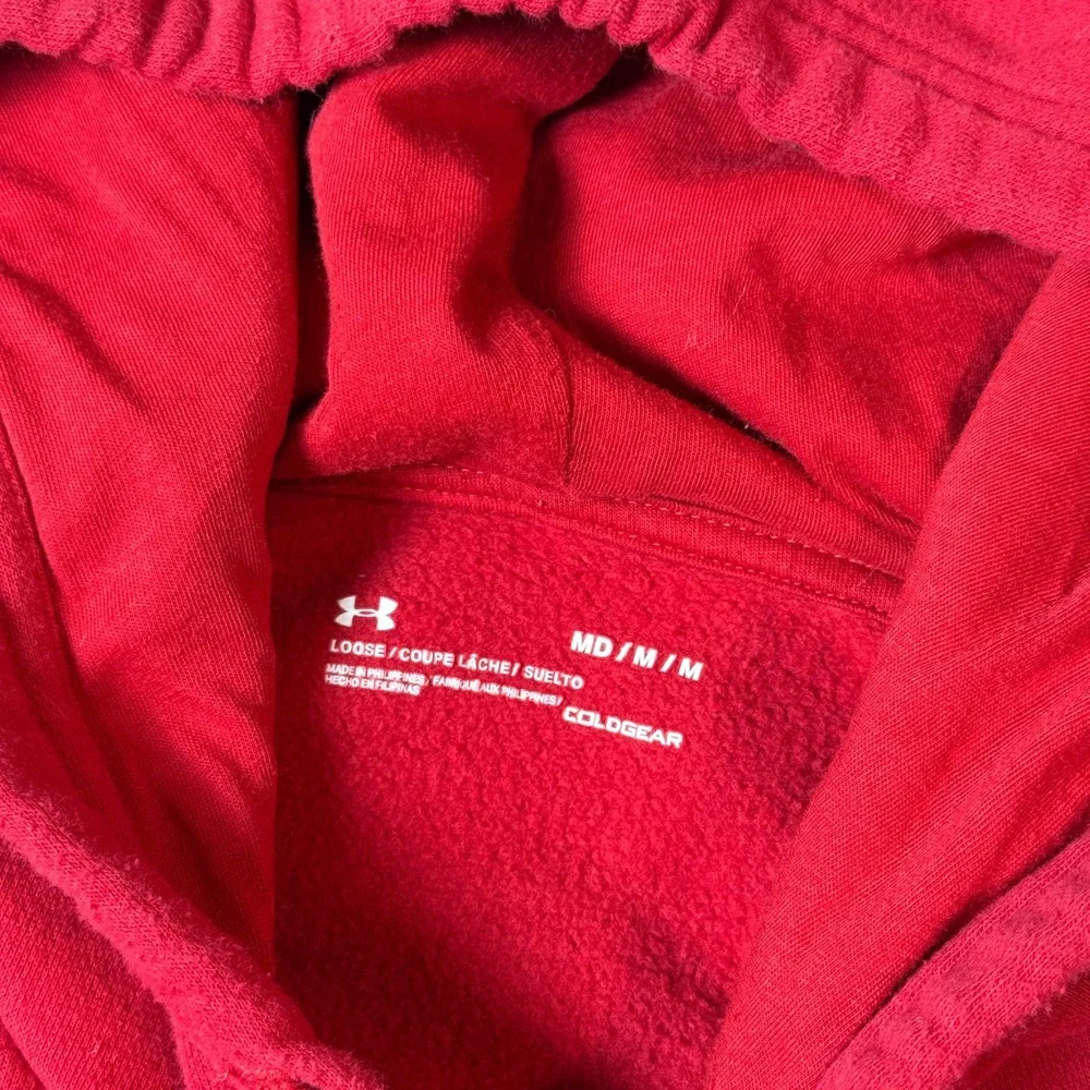 Under Armour ColdGear Rival Fleece‎ Hoodie Mens Medium Red Loose Fit Pullover